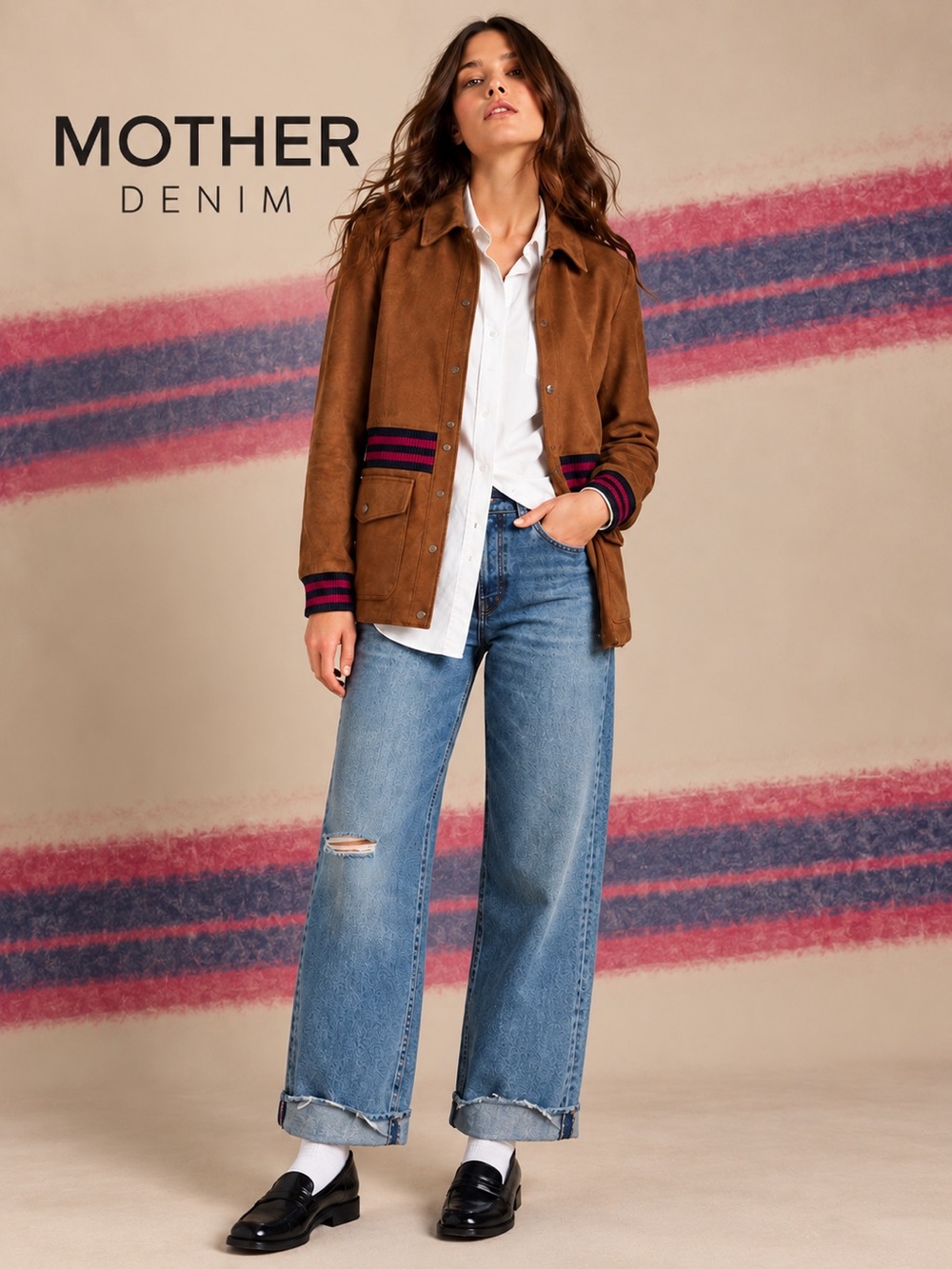 MOTHER Denim The Ribbed Car Coat – Mean Streets Brown Faux Suede